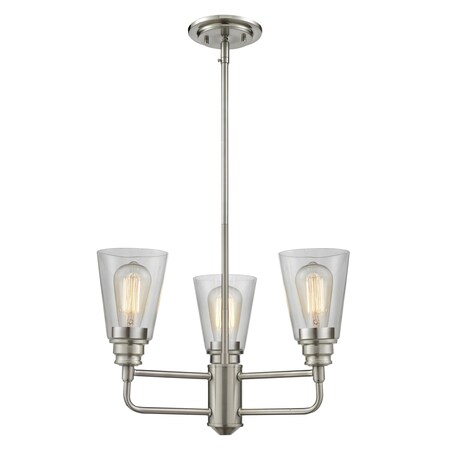 Z-Lite Annora 3 Light Chandelier, Brushed Nickel & Clear 428-3-BN